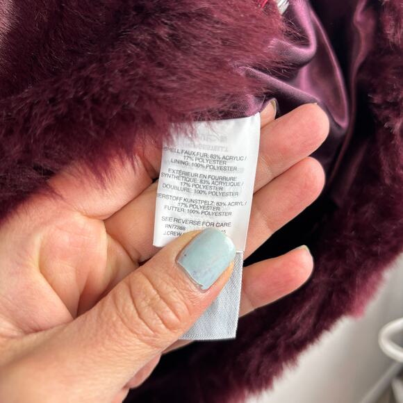 J. Crew Faux Fur Vest Wine Burgundy Old Money Quiet Luxury Women’s S - Picture 6 of 8